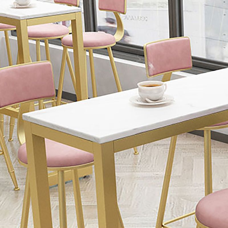 Glam Style 41.3"H Bar Table Marble White Top Specialty Bistro Table in Gold