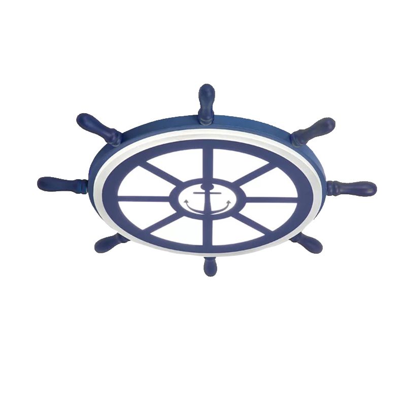 Plafonnier en acrylique à gouvernail fin, plafonnier de style nautique pour chambre d'enfant en bleu