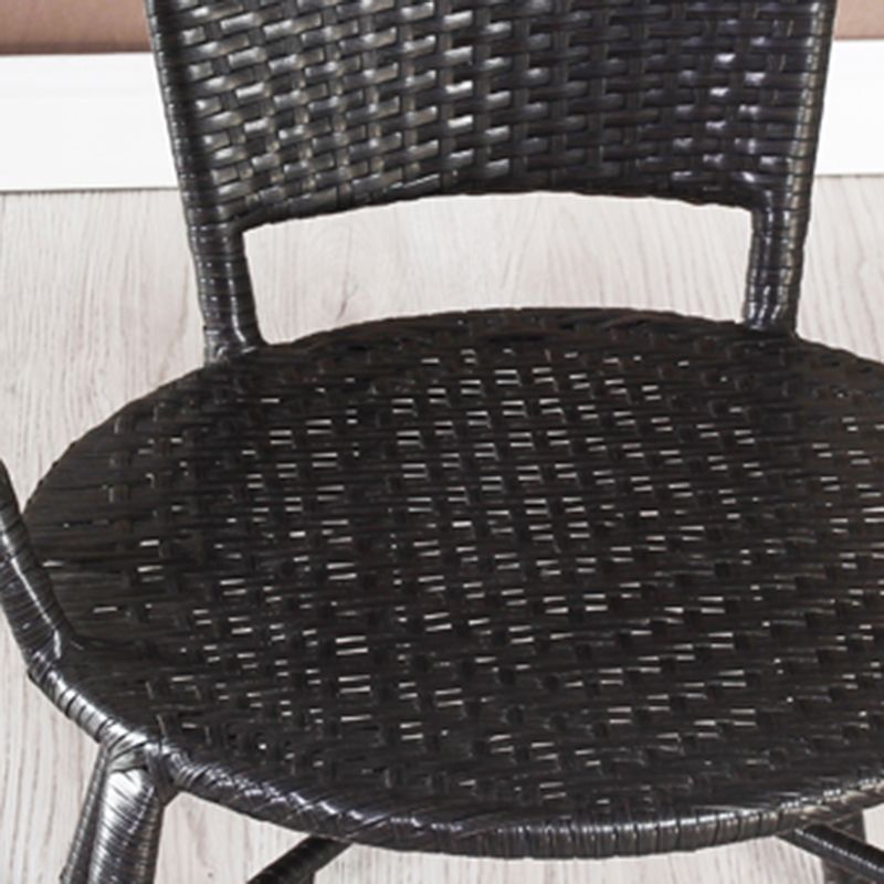 Rattan Dining Table Set Glass Top Round Shape Table for Courtyard