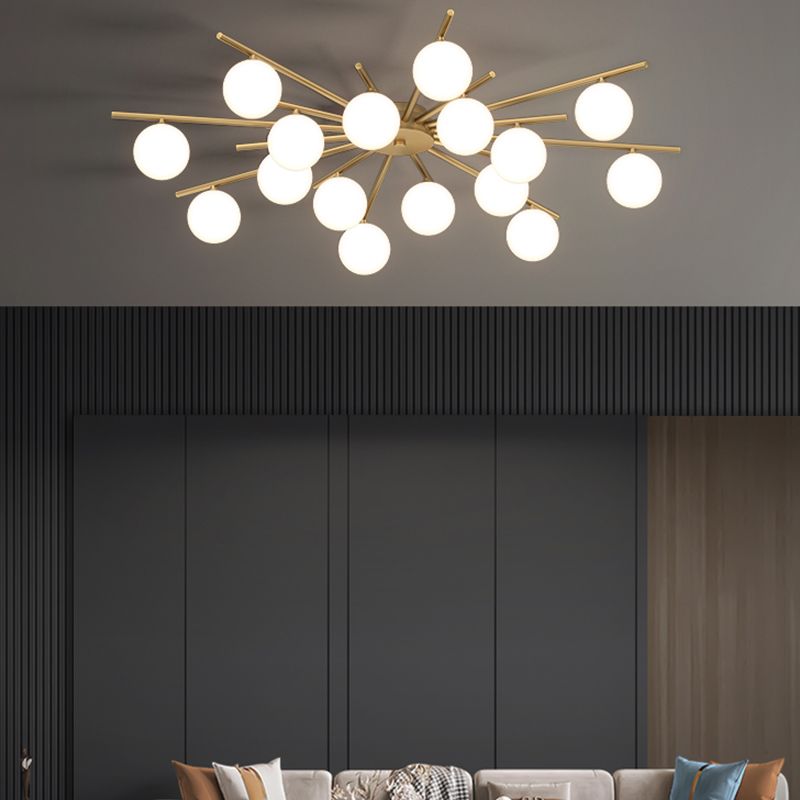 Lámpara empotrada Globe contemporánea, lámpara de techo empotrada de vidrio en oro