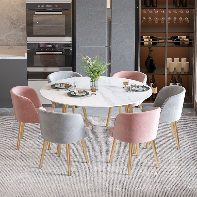Scandinavian Sintered Stone Top Dining Set Round Table Dining Furniture with Drop Leaf