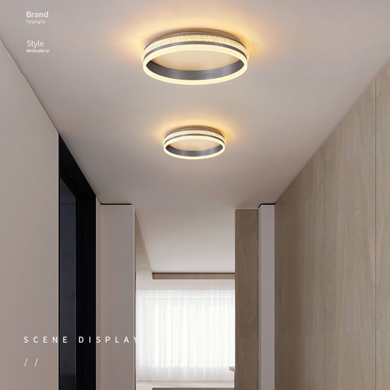 Luminaire de plafond encastré à LED circulaire en métal léger moderne à montage encastré