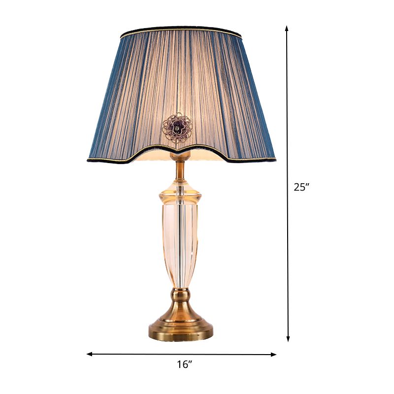 1 Glühbirnen Esszimmer Schreibtisch Licht Modernismus Weiß/Blau -Tischlampe mit konischem Stoff Schatten