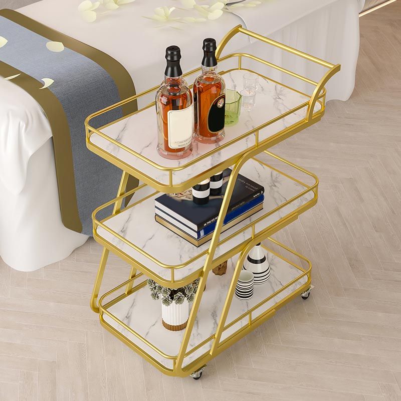 Contemporary 35.43"H Rolling Prep Table Metal Prep Table for Dining Room