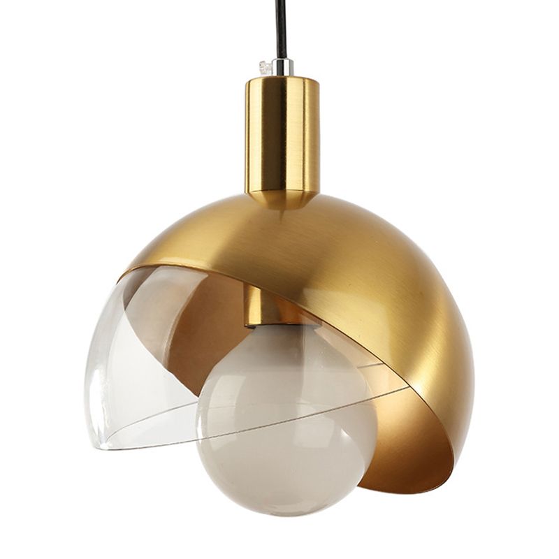 Post-modern Style Metal Suspension Pendant Light Glass Orb Shade Decorative Hanging Lamp in Gold