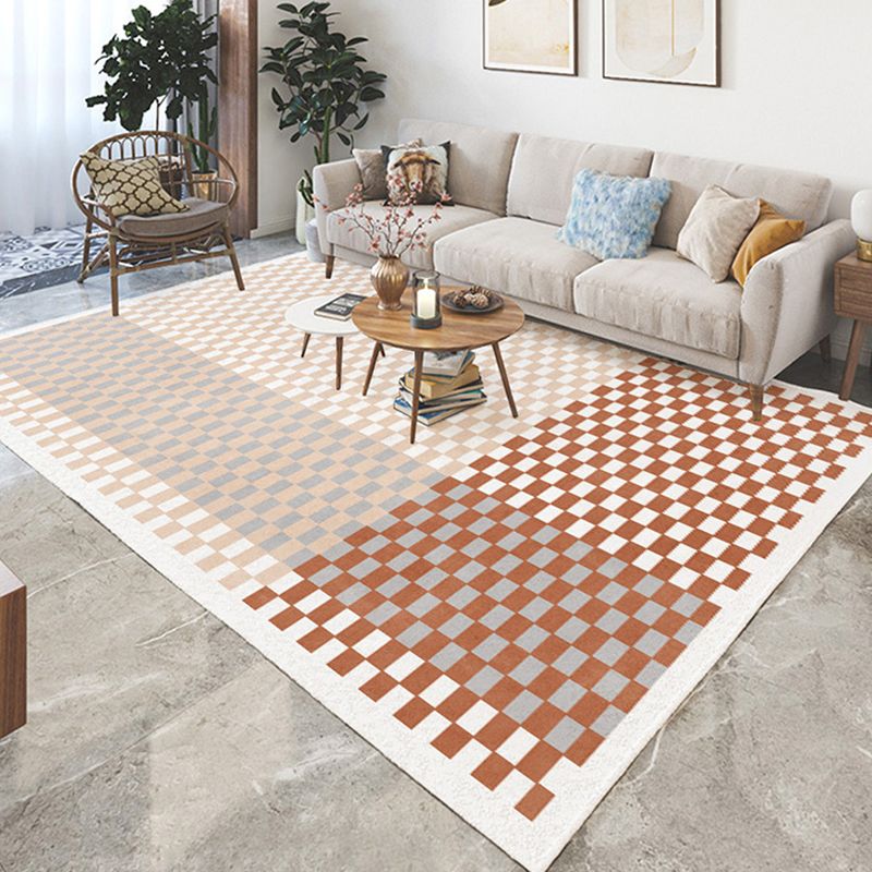 Black Modern Rug Polyester Grating Rug Non-Slip Backing Rug for Living Room