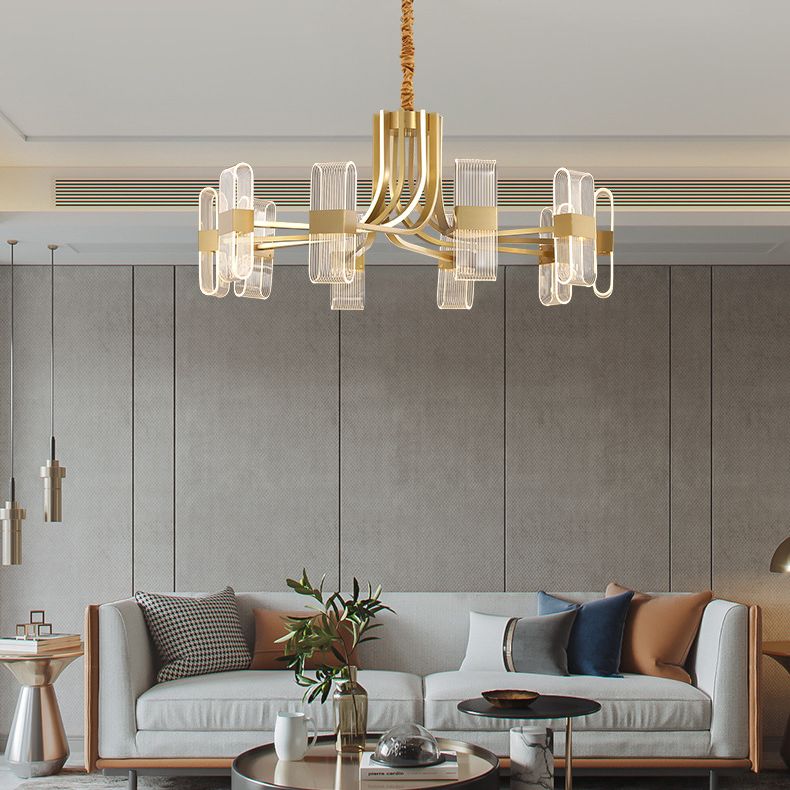 Gold Metal Hanging Pendant Lights Contemporary Sputnik Hanging Lamps for Living Room