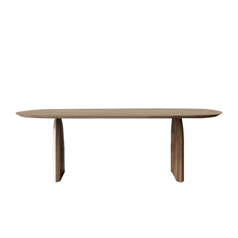 Modern Solid Wood Table for Restaurant Oval Dining Table with Double Pedestal