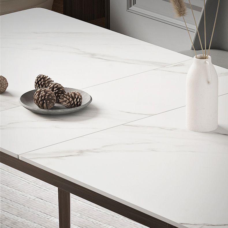 Nordic Extendable 1/4/5/7 Pieces Dining Set Sintered Stone Table with Leather Chairs