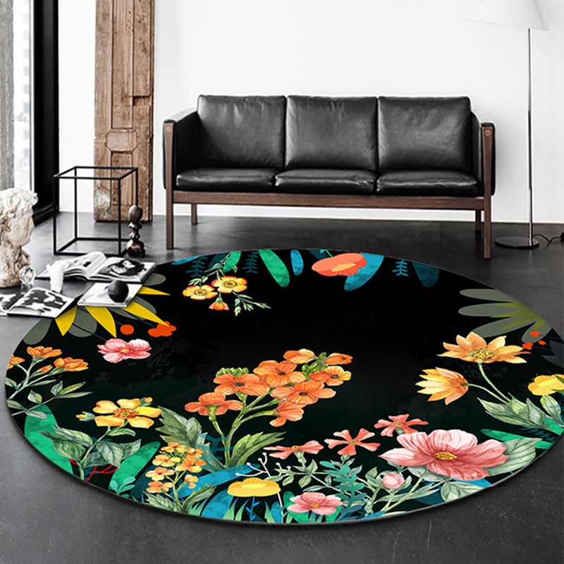 Mehrfarbiger Teppich mit Blumenmuster, moderner runder Teppich, rutschfester Teppich für die Heimdekoration
