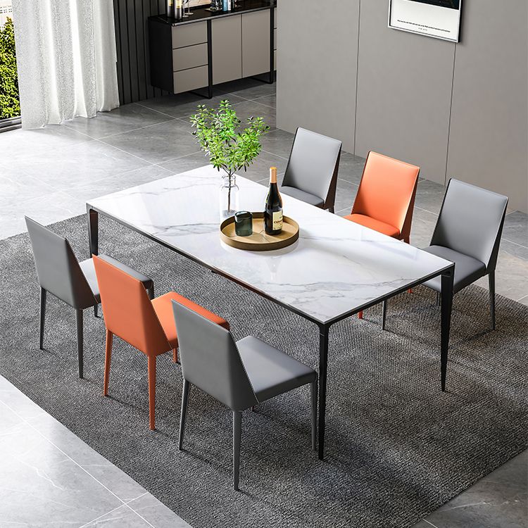 Metal Industrial Rectangle Dining Table Sintered Stone Table for Dining Room