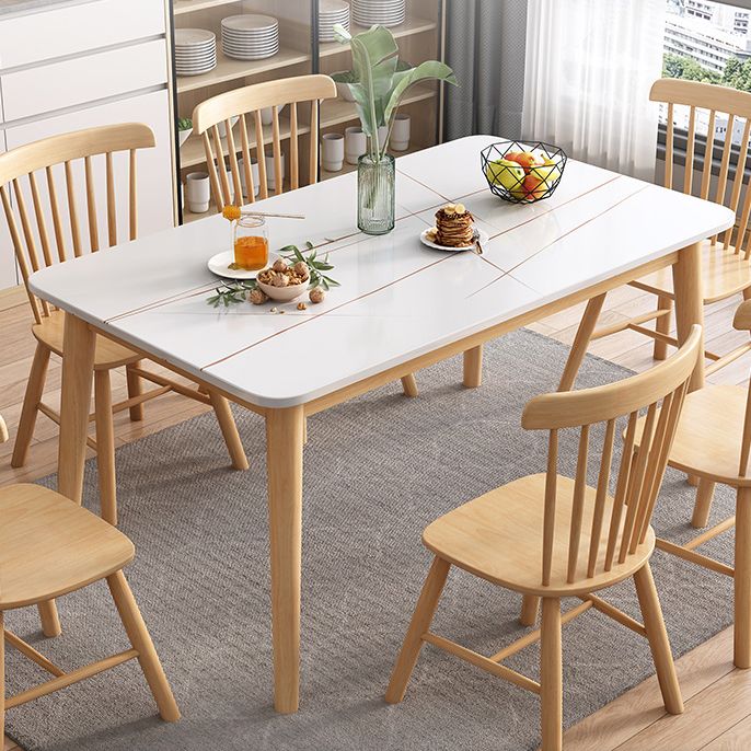 Rubberwood Solid Wood Dining Table Simplicity Dining Table with 4 Legs