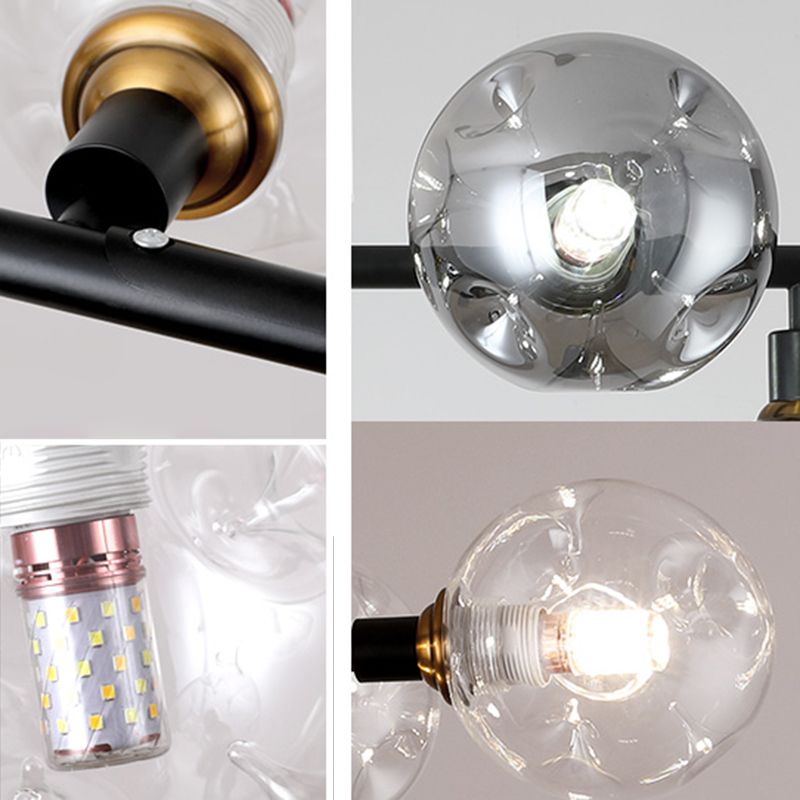 Kitchen Island Pendant Light Nordic Style Island Lighting Fixture with Orb Glass Shade