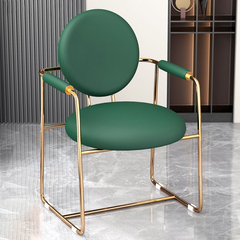 Scandinavian Style Upholstered Arm Side Chairs Open Back Dining Side Chairs (Set of 2)