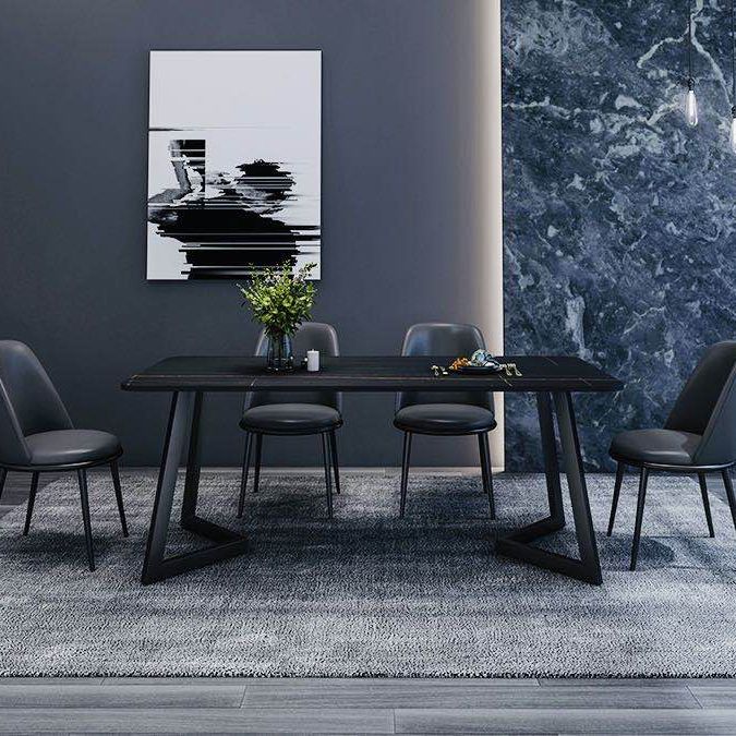 Moderne stijl rechthoek steenmeubels dubbele voetstuk eetkamercollectie