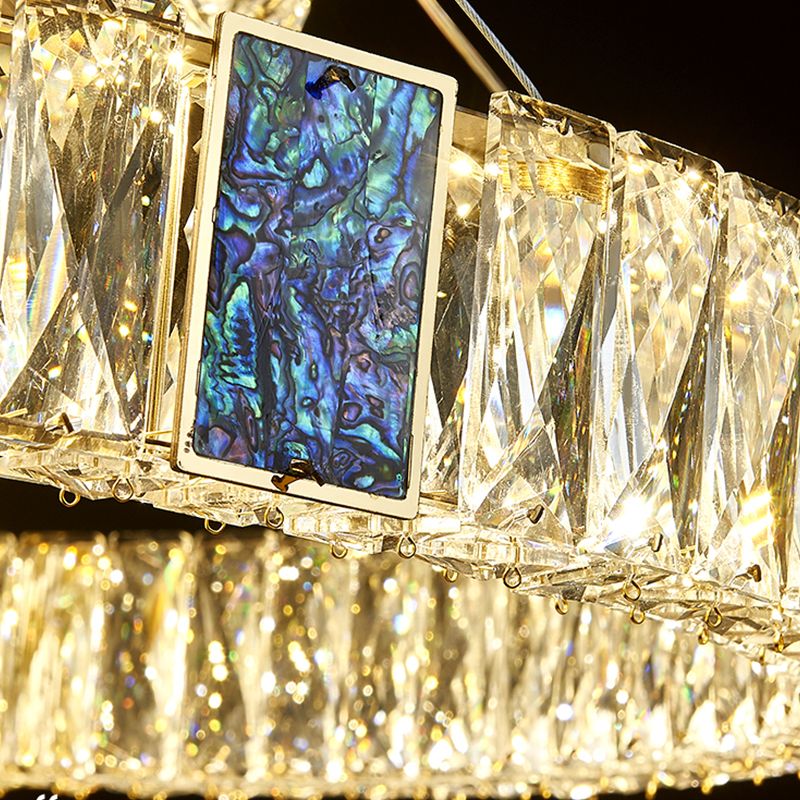 LED Dining Island Light Modern Dining Room Crystal Hanging Lamp Fixture