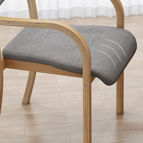 Fabric Arm Chair Solid Wood Open Back Dining Chair in Natural