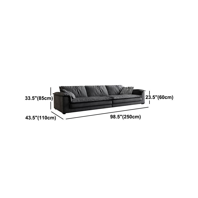 Contemporary Grey Faux Leather Sofa with Pillow Top Arm for Living Room