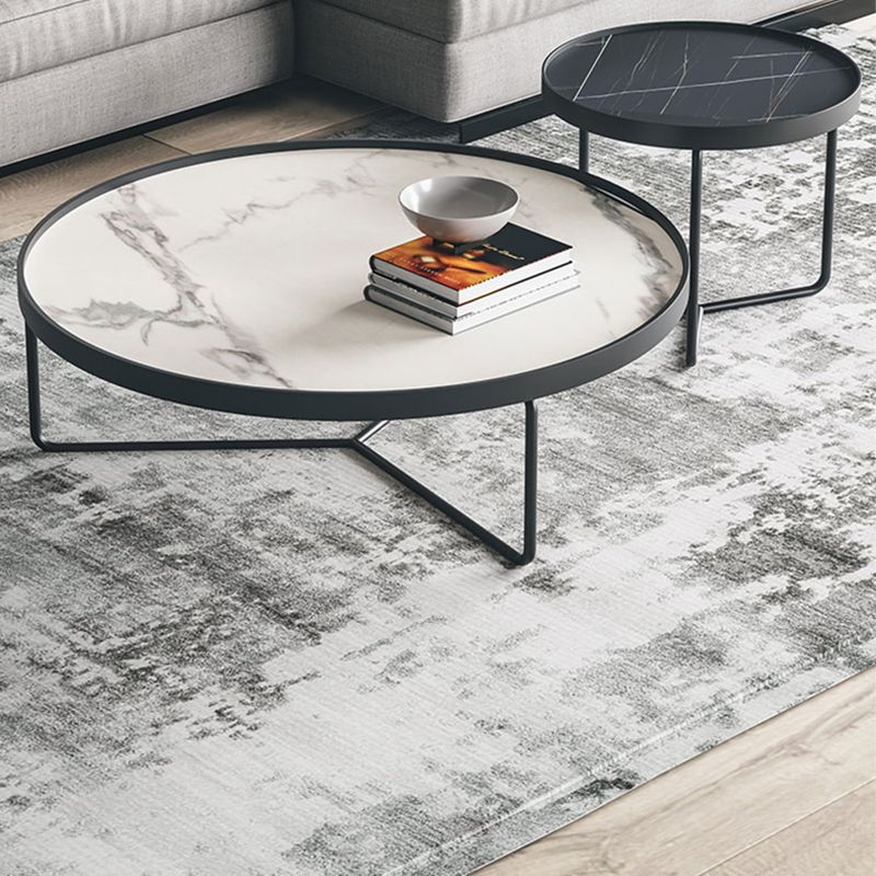 2 Piece Round Nesting Tables Modern Minimalist Slate Coffee Table