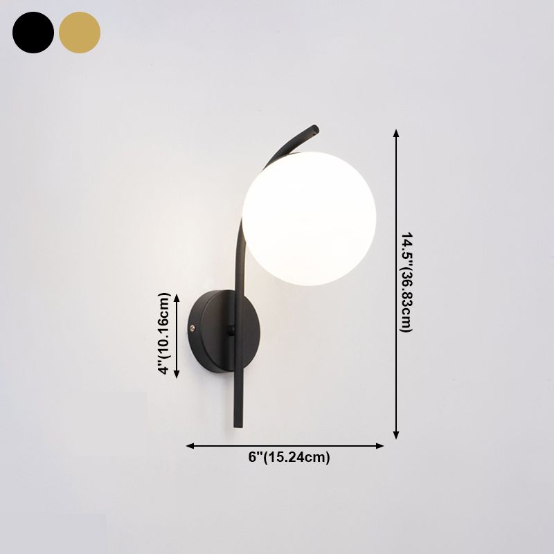 Casa de pared de lámpara de vidrio contemporánea 1 cabezal de metal de metal lámpara montada en la pared