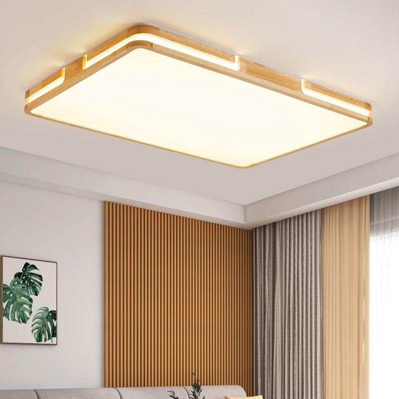 Plafoniere quadrate da incasso con arte del legno per soggiorno