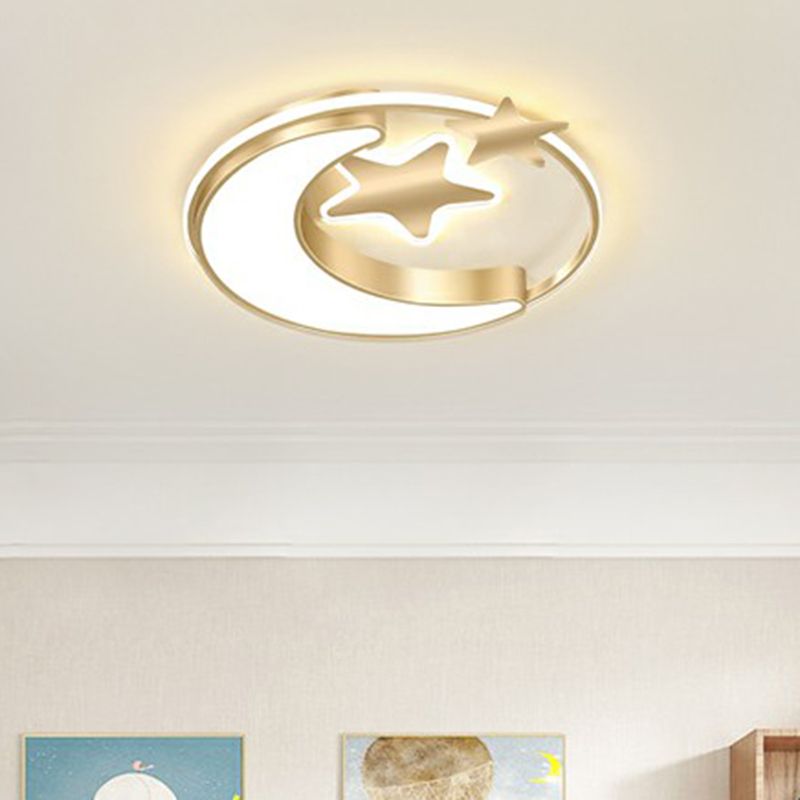 Lampada da soffitto per bambini Crescent e Star Lampada da letto in metallo con anello