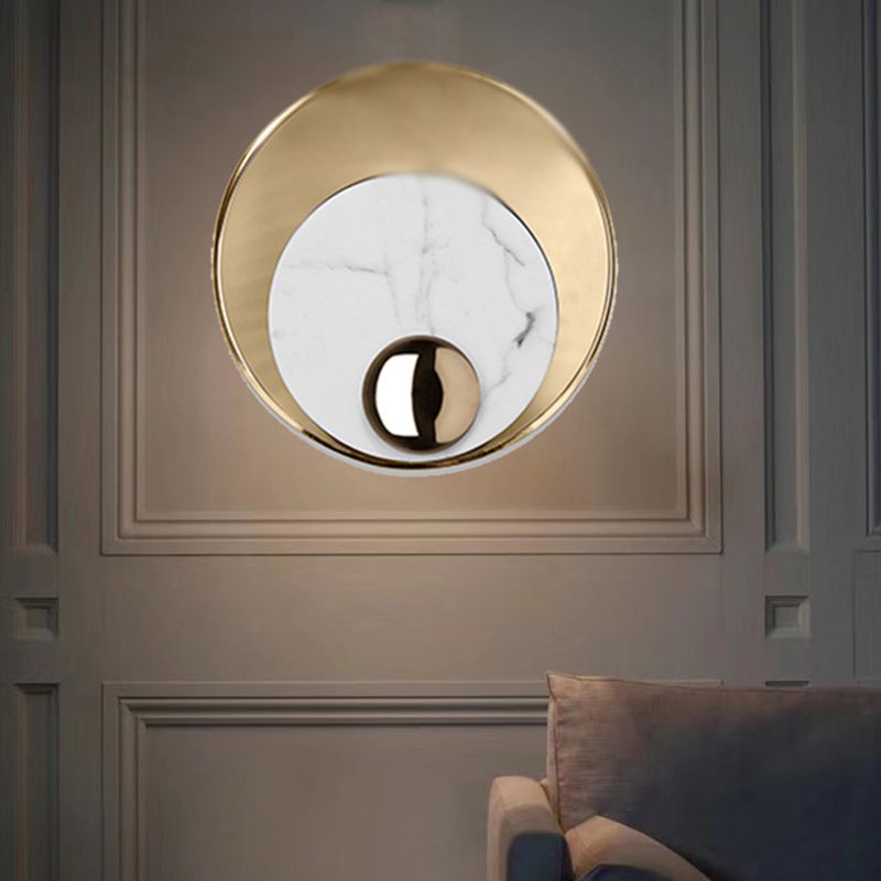 Peacock Tail Feather Wall SCONCE Designer Marmeren woonkamer LED VLOK Mount in zwart/wit en goud