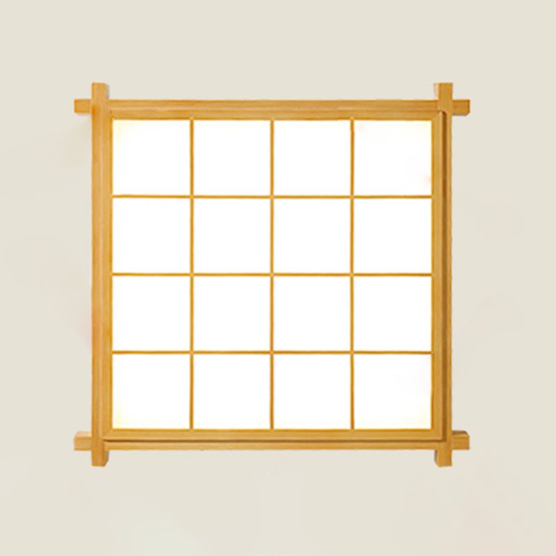 Wooden Rectangular LED Flush Mount in Modern Concise Style Acrylic Indoor Ceiling Light in Log Color