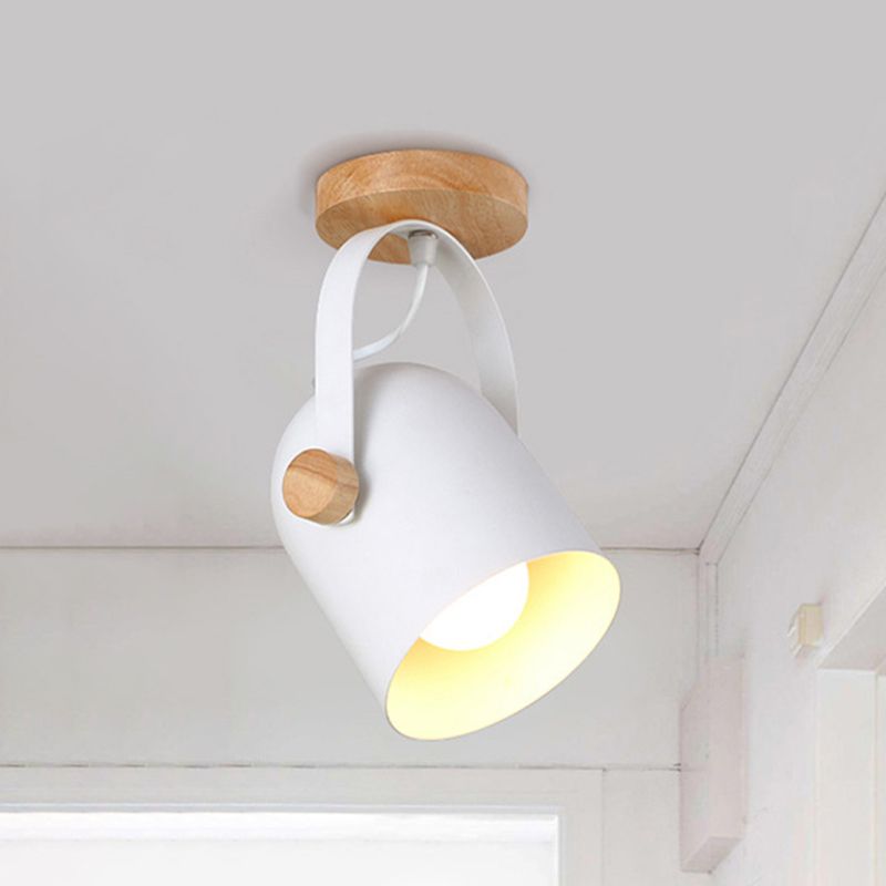 Kleine verlängerte Kuppel Semi Mount Beleuchtung Nordic Metall 1-Licht weiße Deckenbefestigung mit verstellbarem Griff