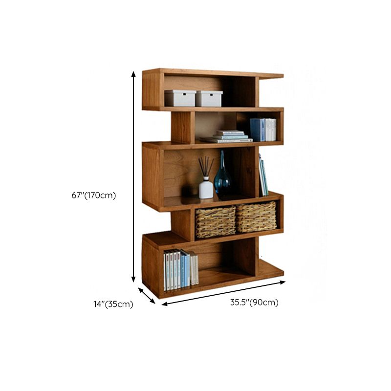 Wooden Closed Back Bookcase Standard Scandinavian Bookshelf with Shelves