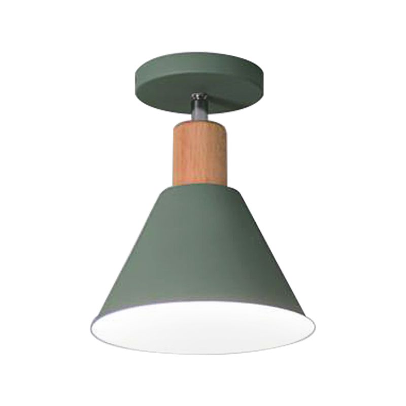 Lámpara semiempotrada verde/blanca/gris con pantalla Metal nórdico Luz de techo semiempotrada para interiores con 1 bombilla