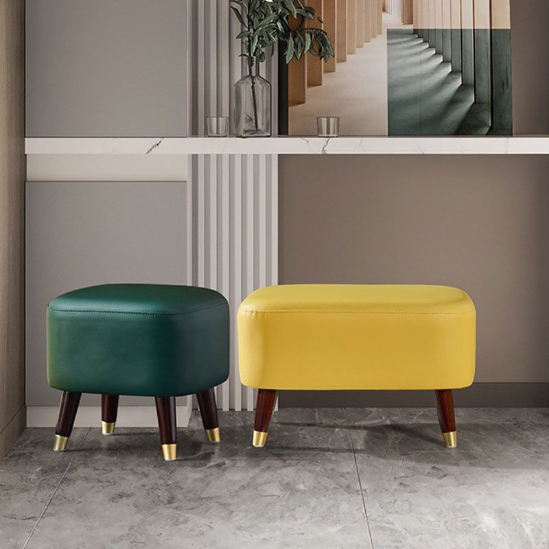 Rectangle Footstools Genuine Leather Foot Stool , 14.82 Inch Height