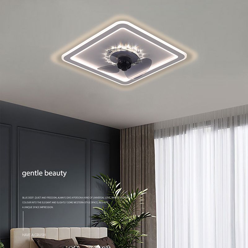 Moderni ventilatori geometrici con soffitto geometrico a ventole a ventole leggera moderna con ombra acrilica