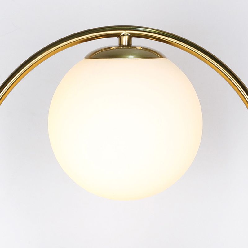 Modern Night Table Lamps Sphere Glass 1 Light Nightstand Lamp in Gold for Bedroom