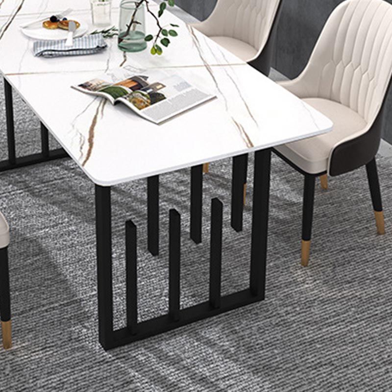 Rectangle Dining Table Stone Dining Table with Double Pedestal