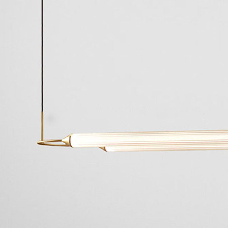 Acrylic 2-Light Island Light in Modern Simplicity Metal Linear LED Pendant Light in White