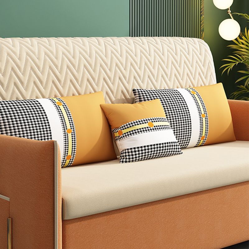 Yellow Faux leather Sofa Bed 36.22" Wide Contemporary Foldable Sleeper Sofa