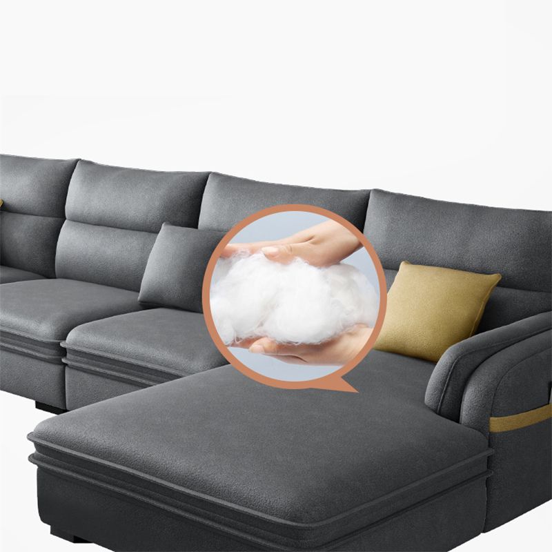 Contemporary Right Hand Facing Sectional with Pillowed Back Cushions for Four People