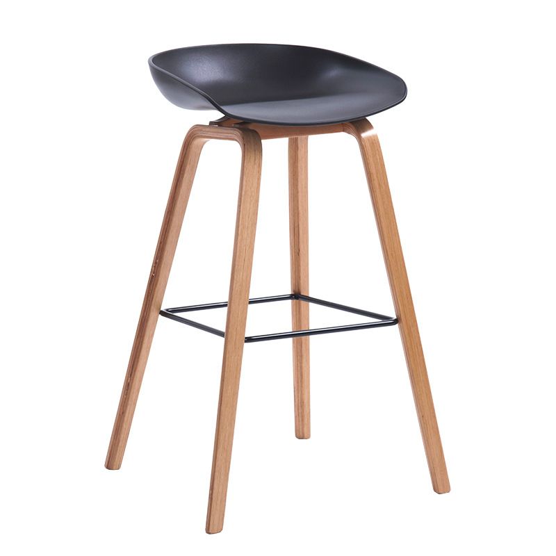 Contemporary Wood Stool Backrest Counter Plastic Counter Stool in Matte Finish for Indoor