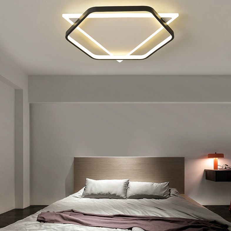 Hexagonal + Triangle Geometric Lines LED Ceiling Light 19.5" Wide Contemporary Minimalism Flush Mount Light