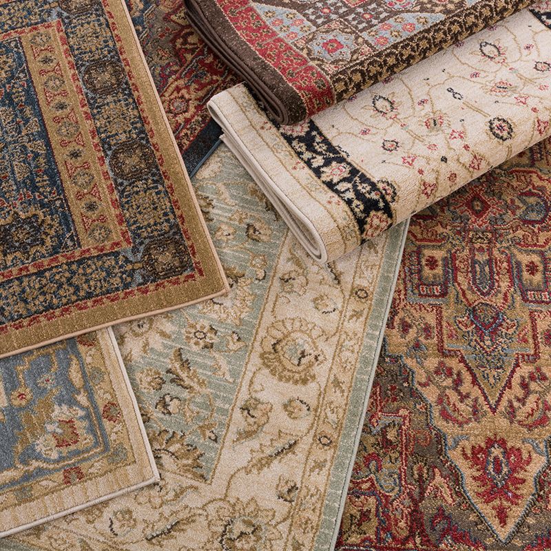 Retro symmetrische Muster Teppich mehrfarbiger Polyester Rugfleckfleck widerstandsfähiger Teppich für Wohnzimmer