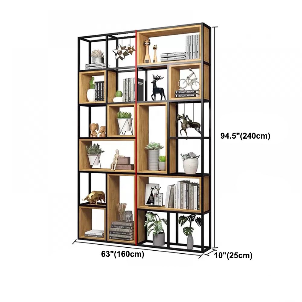 9.84"W Bookcase Industrial Style Open Back Bookcase for Study Room Home Office