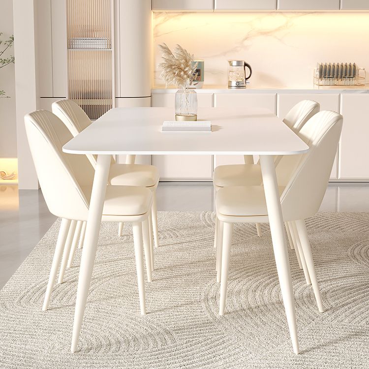 Rectangle 1/2/5/7 Pieces Furniture Sintered Stone Dining Set in White