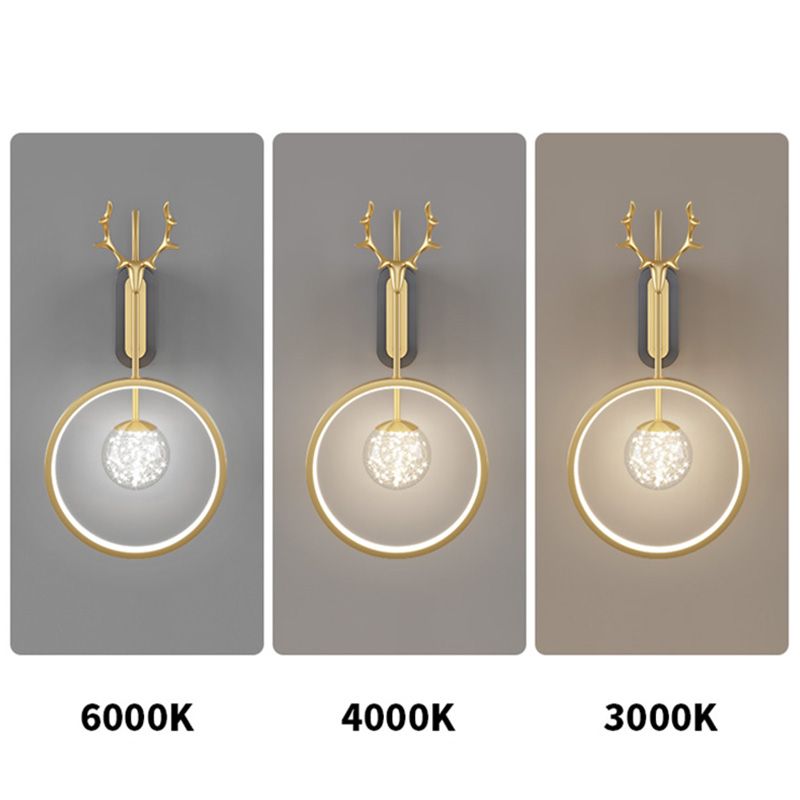 Modern Minimalist Style Circular Wall Mounted Light fixture Glass Wall Light Sconces with Antlers