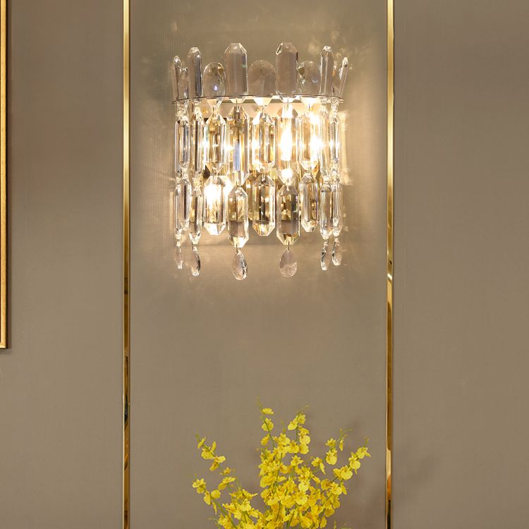 Lampada da parete in oro in cristallo nella moderna sconde da parete a 2 luci di metallo elettroplate artistico