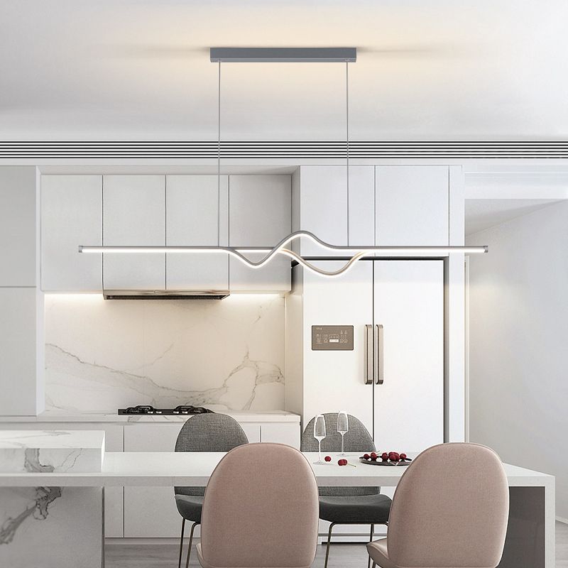Linear Ceiling Pendant Minimalist Mental 1 Light Hanging Lamp