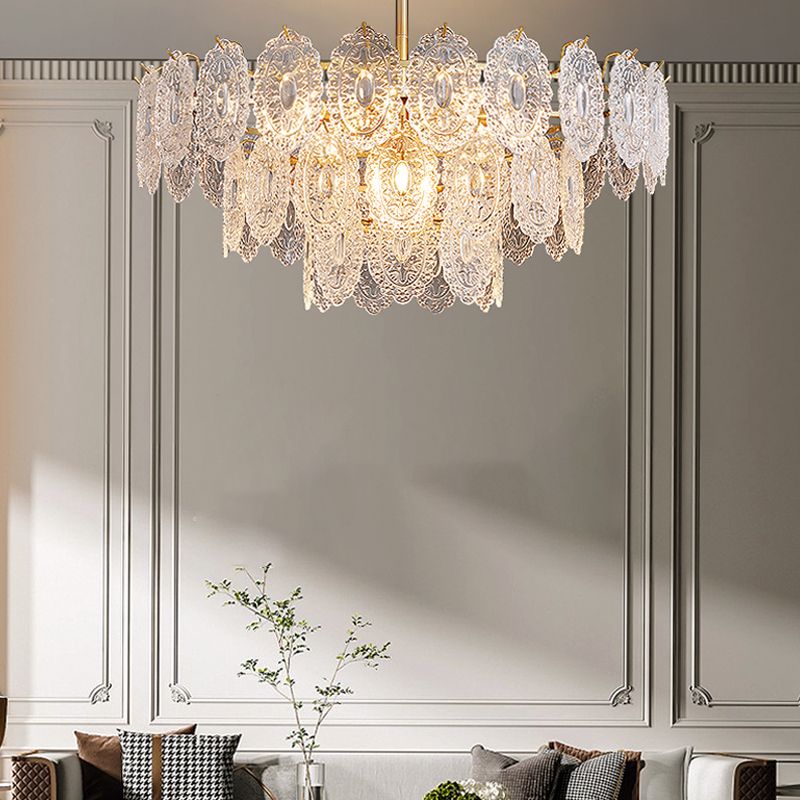 Modern Style Chandelier Light Fixture Metal Chandelier with Glass Shade