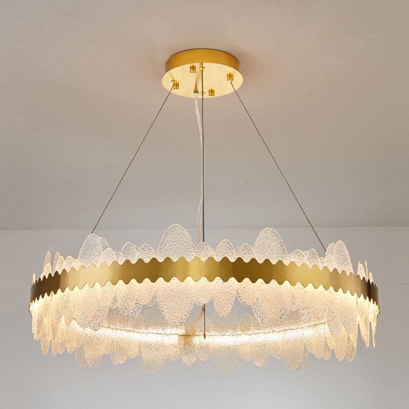 Luz de techo minimalista de vidrio ondulado LED de vidrio ondulado de la sala de estar en oro