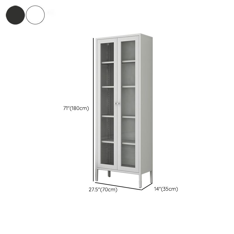 Scandinavian Standard Bookshelf Metal Closed Back Bookcase with Doors