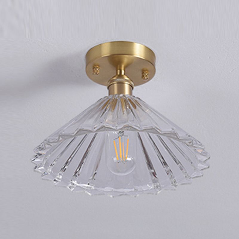 Shaded Glass Semi Flush Mount Light Fixture Nordic Style Brass Semi Flush Light Fixture
